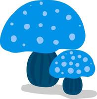 clip art van twee mooi blauw gekleurd champignons vector of kleur illustratie