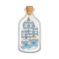 ster blauw klok in fles glas illustratie vector