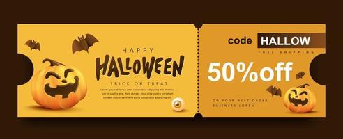 halloween cadeau promotie coupon banner of feestuitnodiging achtergrond vector