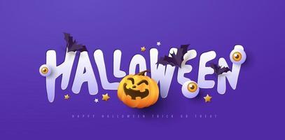 halloween bannerontwerp met typografie en pompoenen feestelijke elementen vector