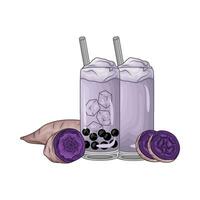 taro drinken met taro Purper zoet aardappel illustratie vector