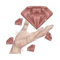 diamant in hand- met diamant illustratie vector