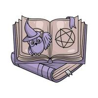magie boek met uil illustratie vector