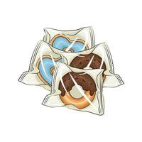 donut in plastic verpakking illustratie vector