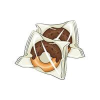 donut in plastic verpakking illustratie vector