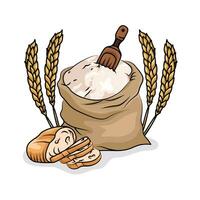 tarwe meel gekweekt, tarwe met brood illustratie vector