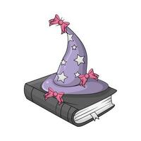spookachtig hoed in magie boek illustratie vector