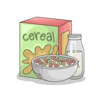 ontbijtgranen met melk illustratie vector