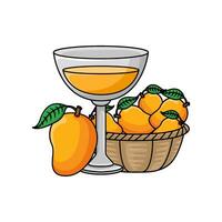 sap mango met mango fruit in mand illustratie vector