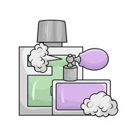 parfum fles verstuiven met rook illustratie vector