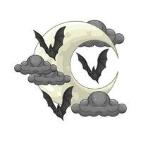 wolk, maan met knuppel illustratie vector