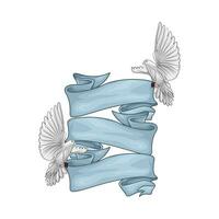 blauw lint decoratie met vogel illustratie vector