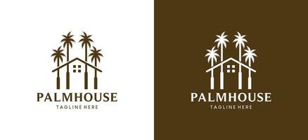 minimalistische palm boom huis logo ontwerp creatief concept vector