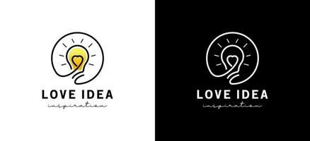 modern creatief liefde licht lamp idee logo voor technologie ontwerp, inspiratie, creativiteit, innovatie vector