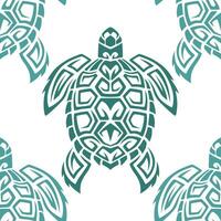 naadloos patroon met zee schildpadden. marinier leven. Maori patroon. elegant achtergrond. blauw en wit. vector