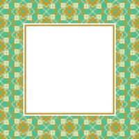 een abstract plein kader met een groen en oranje patroon vector