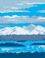 chigmit bergen in meer Clark nationaal park in Alaska wpa poster kunst vector