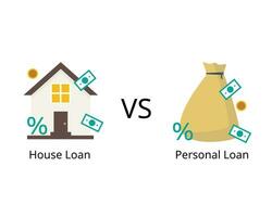 hypotheek of huis lening vergelijken met persoonlijk lening vector