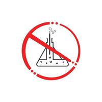 Nee chemisch fles verboden glas test buis laboratorium. ontwerp voor wetenschappelijk Onderzoek, biologisch experimenten. vlak vector sjabloon.