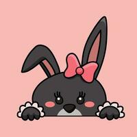 schattig konijn met een roze boog tekenfilm vector