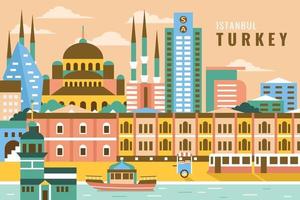 vectorillustratie van istanbul Turkije, plat ontwerpconcept vector