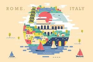 vectorillustratie van rome italië, plat ontwerpconcept vector