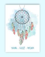 Hand getekend native american dream catcher kralen vector afbeelding