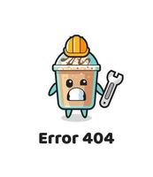 error 404 met de schattige milkshake-mascotte vector