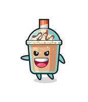 milkshake cartoon met zeer opgewonden pose vector