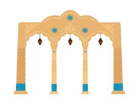 Arabisch boog met mozaïeken. midden- oosten- architectuur elementen. oude poorten. vlak vector illustratie geïsoleerd Aan wit.