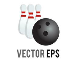 vector drie wit bowling pinnen en bal icoon