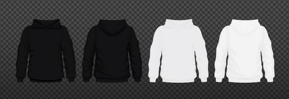 capuchon wit en zwart sjabloon. hoody mockup blanco vector