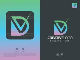 brief dv monogram eerste logo, geometrisch, modern, verloop, rooster logo vector