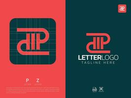 brief pz monogram eerste logo, geometrisch, modern, verloop, rooster logo vector
