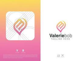 brief vb monogram eerste logo, geometrisch, modern, verloop, rooster logo vector