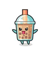 ondeugend bubble tea-personage in spottende pose vector