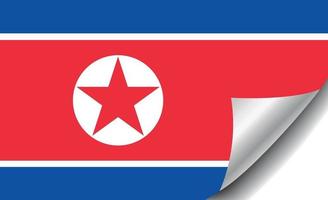 vlag van noord-korea met gekrulde hoek vector