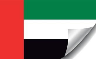 vlag van arabische emiraten met gekrulde hoek vector