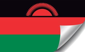 vlag van malawi met gekrulde hoek vector