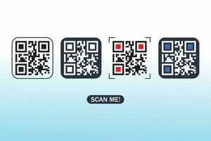 qr code reeks sjabloon van kaders met tekst scannen me en qr code vector