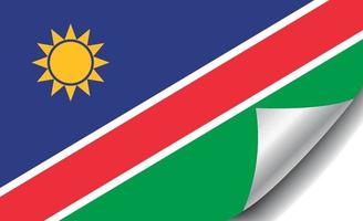 vlag van namibië met gekrulde hoek vector