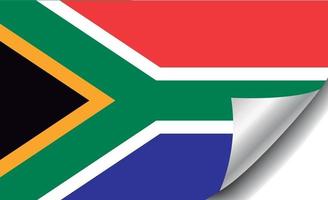 vlag van zuid-afrika met gekrulde hoek vector