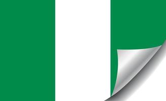 vlag van nigeria met gekrulde hoek vector