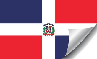 vlag van de dominicaanse republiek met gekrulde hoek vector