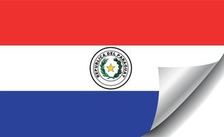 vlag van paraguay met gekrulde hoek vector