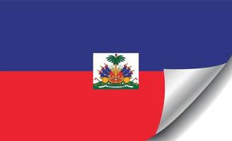 vlag van haïti met gekrulde hoek vector