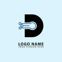 minimum eerste d technologie logo icoon vector
