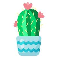 schattige cactus in pot, grappige print in cartoon vlakke stijl vector