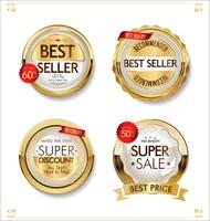 Luxe premium verkoop gouden insignes en labels-collectie vector