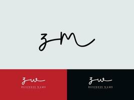 eerste zm handtekening luxe logo icoon, minimalistische zm logo brief vector sjabloon